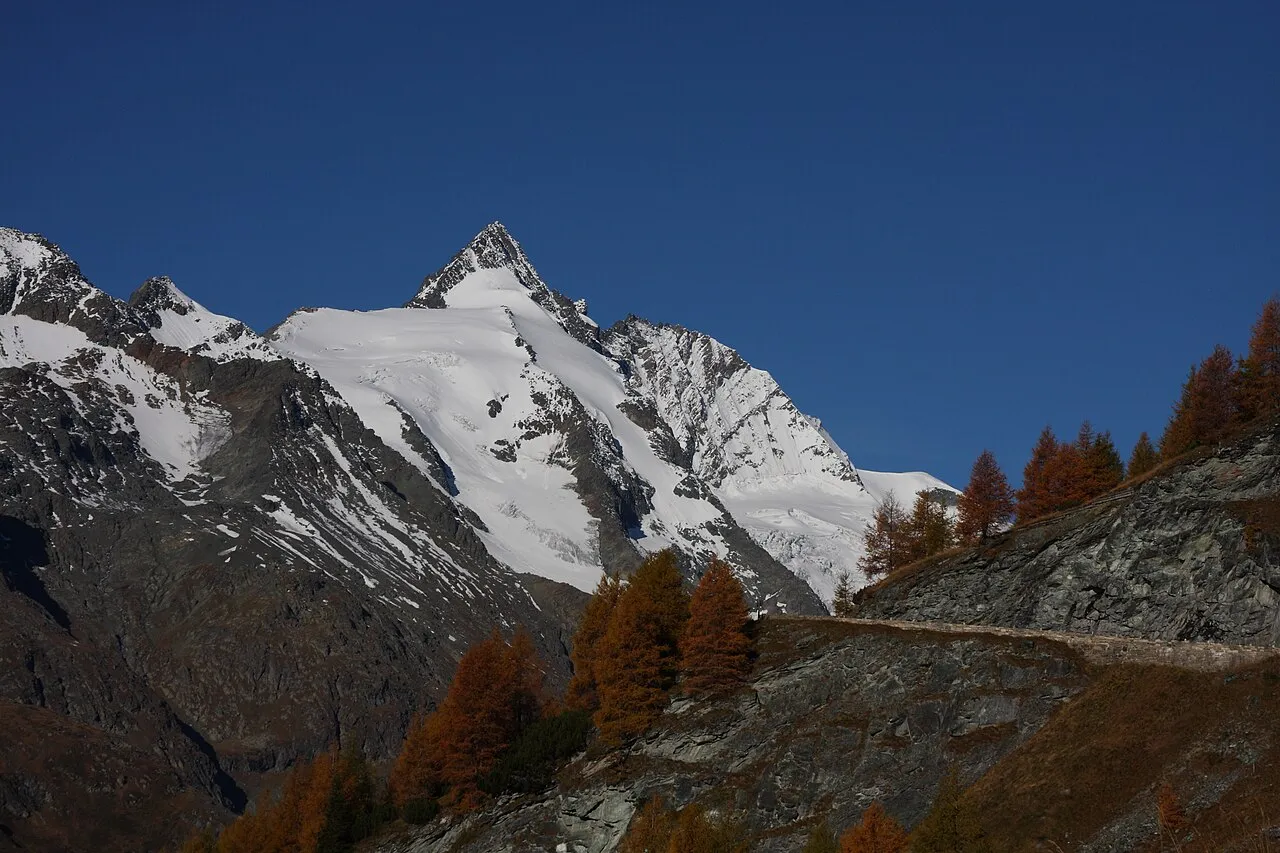 The snow-capped Grossglockner peak above the high alpine road