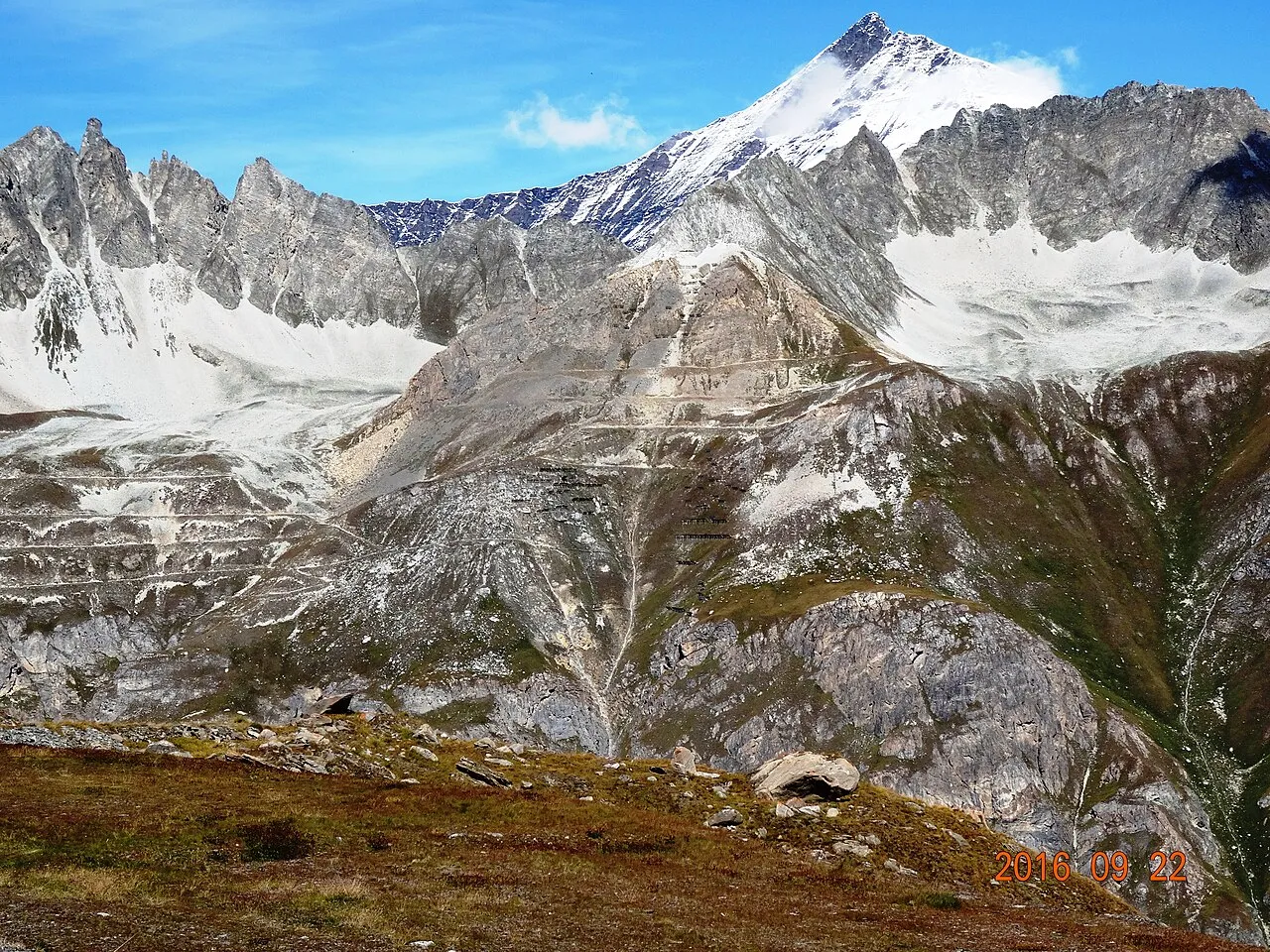 The high mountain road over the Col de l'Iseran linking the Maurienne and Tarentaise