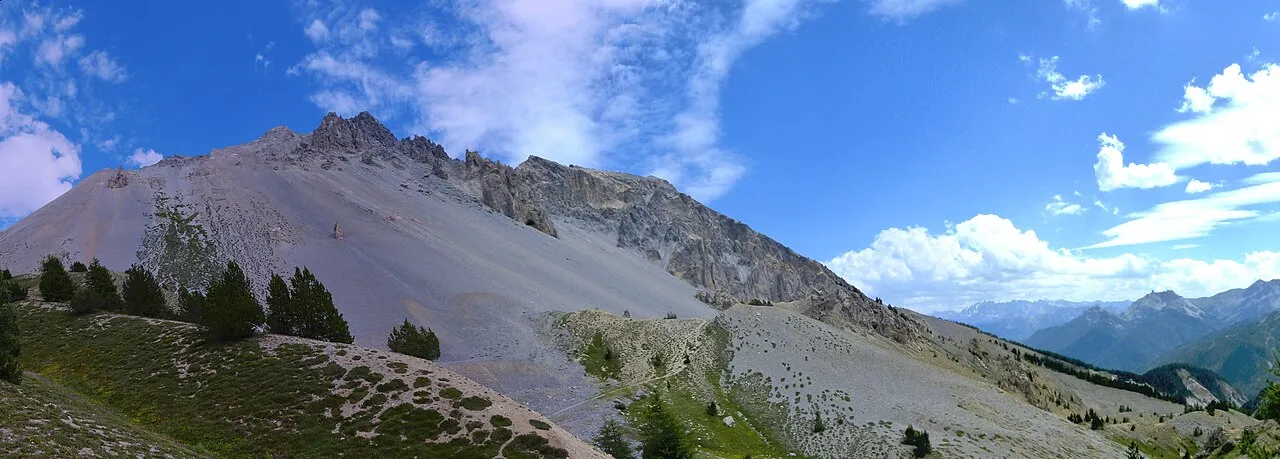 The lunar scree and rock pinnacles of the Casse Déserte on the Izoard